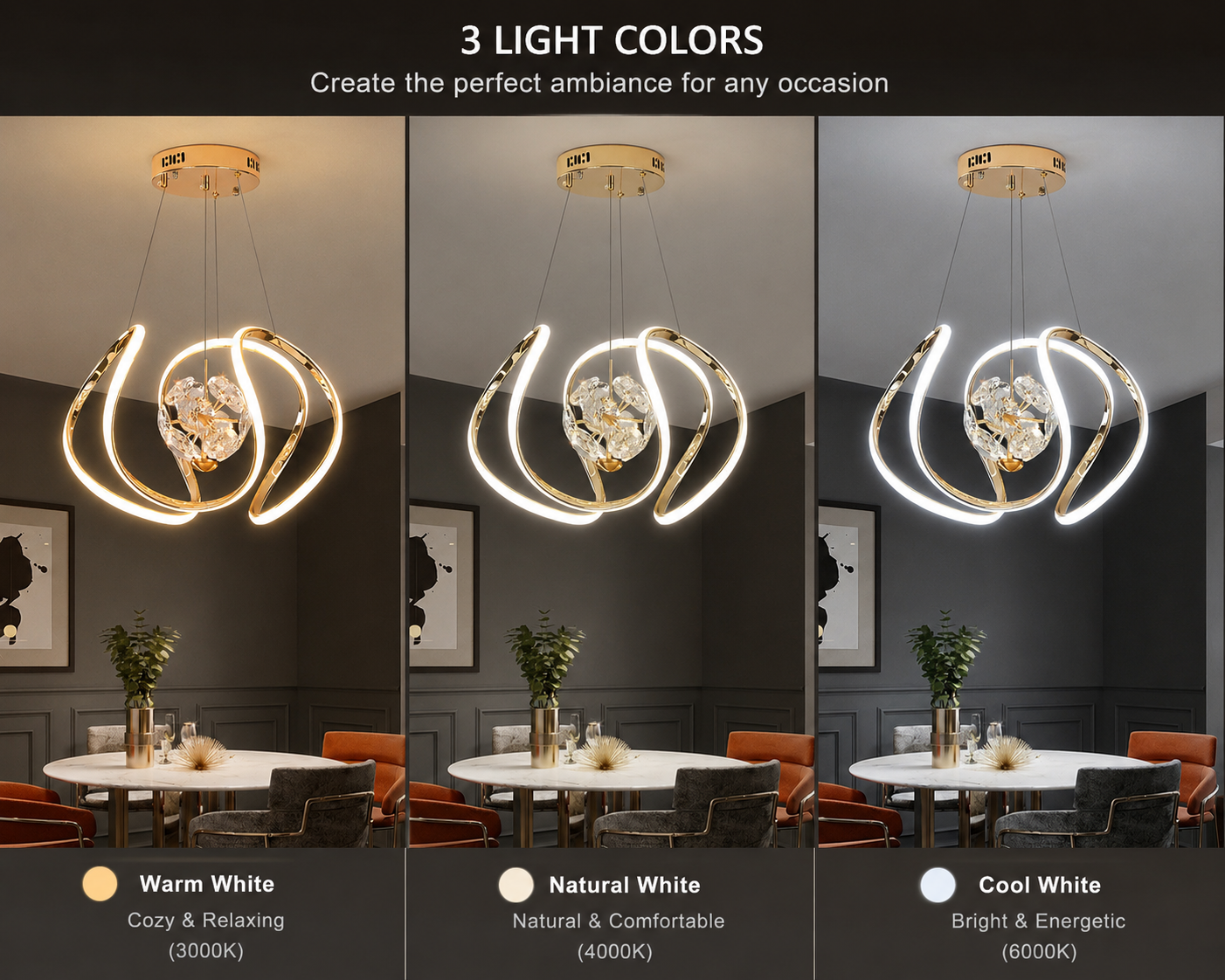 Golden Crystal Ceiling Light ( 3 colours )