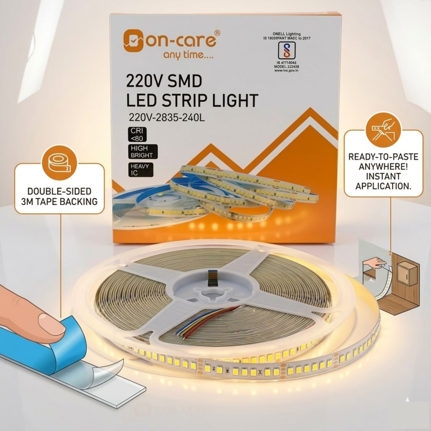 Oncare 10 meter direct strip light (double tape on back side)